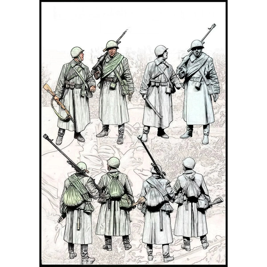WWII Soviet Red Army Infantry Squad 1941-43 1/35 Resin Figure Kit - resin model view 3