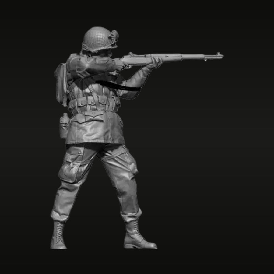 Modern US Army Soldier with M4 Carbine & Body Armor 1/35 Resin Figure Kit - unpainted resin model kit