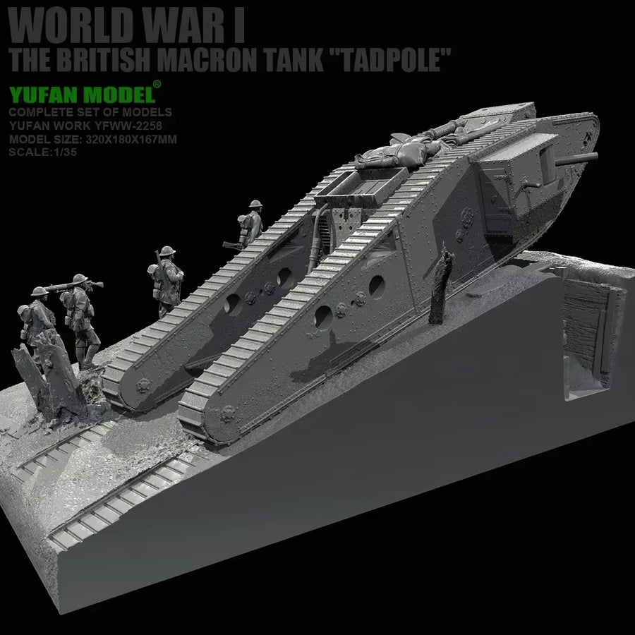 WWI British Mark I Tank with Crew Diorama 1/35 Resin Kit - resin model view 5