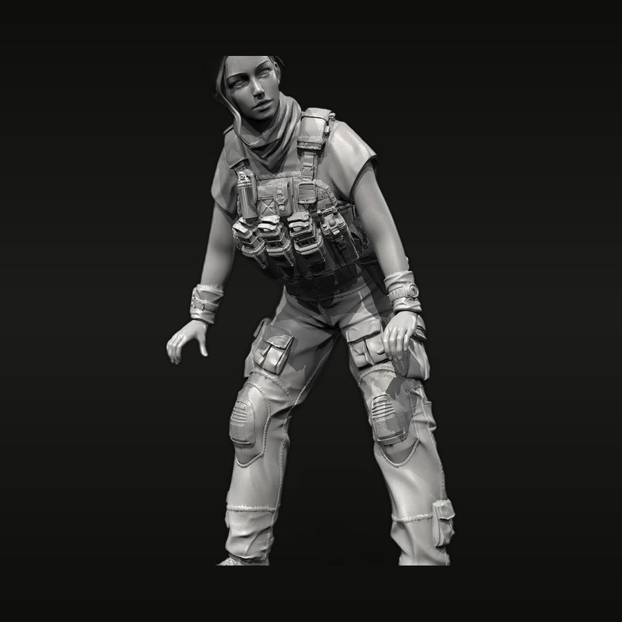 Modern Female Soldier Tactical Gear 1/35 Resin Figure Kit - unpainted resin model kit