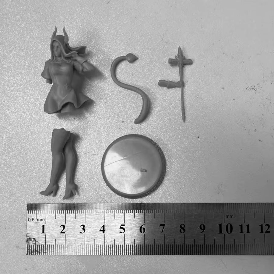 Fantasy Female Demonic Nun with Cross Staff 1/24 Resin Figure Kit - resin model view 2