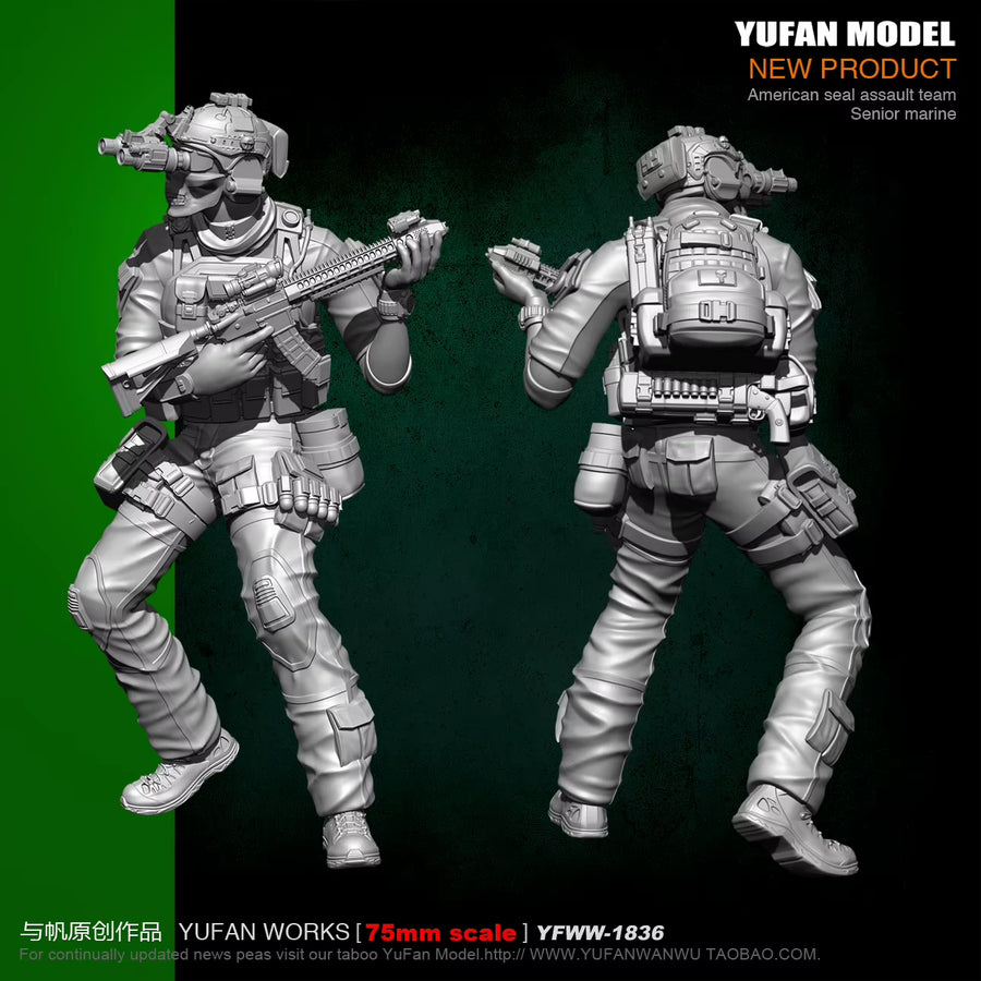Modern Special Forces Operator with Night Vision and Tactical Gear 75mm Resin Figure Kit - resin model view 5