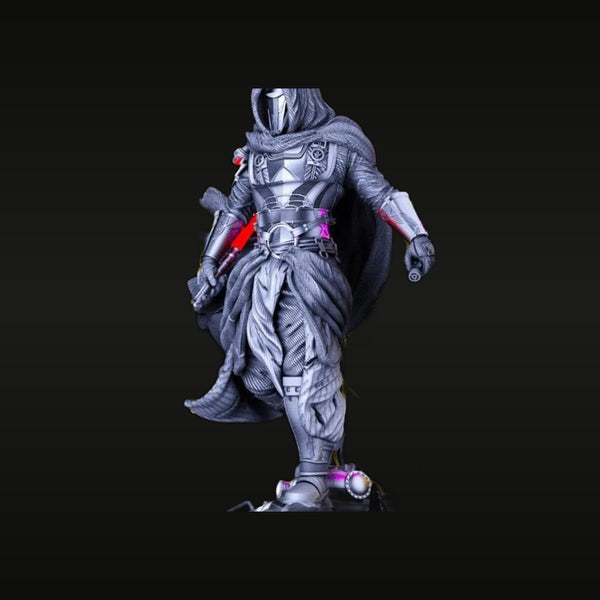 Cyberpunk Hooded Warrior with Neon Tech Armor and Cape 1/24 Resin Figure Kit