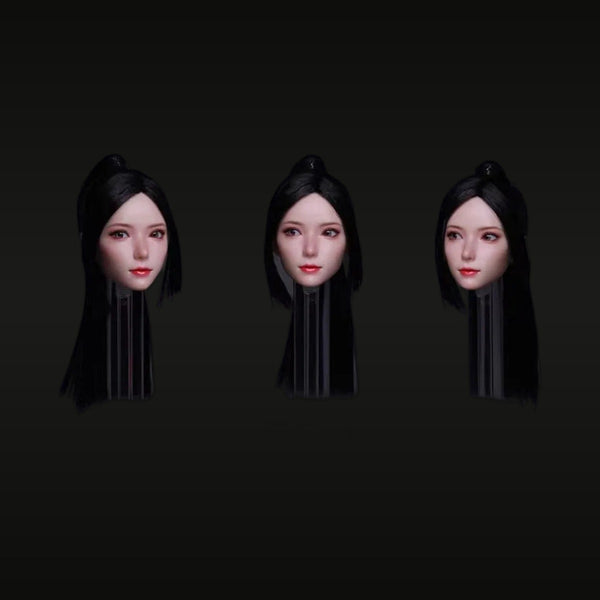 Asian Female Head Sculpt with Moveable Eyes Set of 3 1/6 Resin Bust Kit