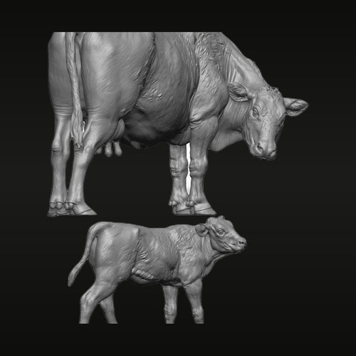 1/35 Dairy Cow and Calf Resin Figure Set