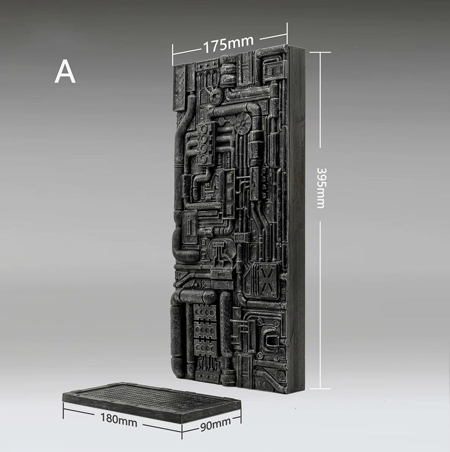 Sci-Fi Industrial Steampunk Wall Panel Diorama Base Resin Kit - resin model view 4