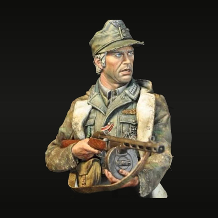 WWII German Gebirgsjäger with PPSh-41 SMG 1/10 Resin Bust Kit - unpainted resin model kit