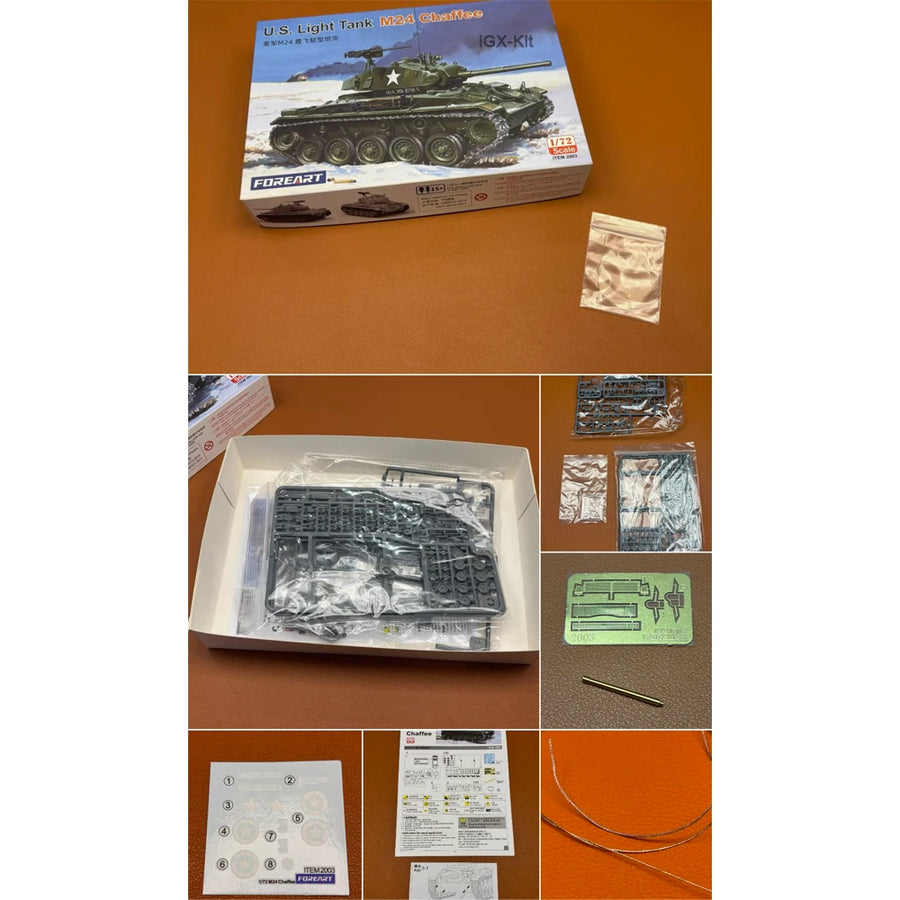 FOREART 2003 1:72 Scale US Light Tank M24 Chaffee Vehicle Plastic Assembly Model Building Kit Hobby