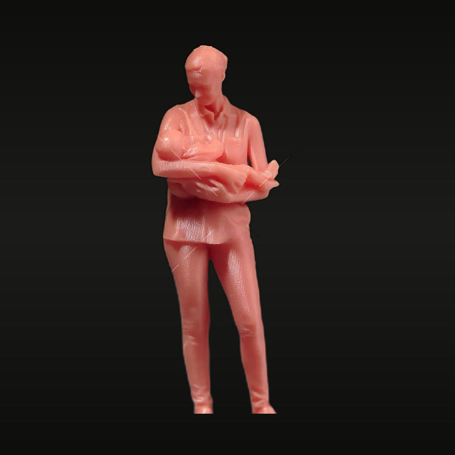 Modern Mother Holding Infant Child 1/64 Resin Figure Kit - unpainted resin model kit