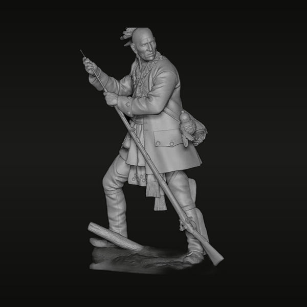 Colonial Iroquois Warrior with Rifle 1/24 Resin Figure Kit