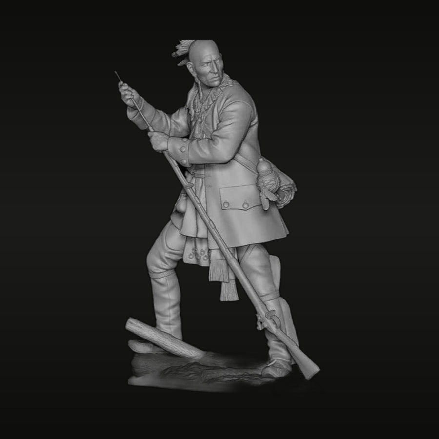 Colonial Iroquois Warrior with Rifle 1/24 Resin Figure Kit - unpainted resin model kit