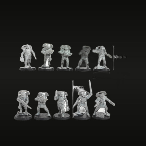 Sci-Fi Power Armor Squad 10-Figure Resin Set 37-52mm Kit