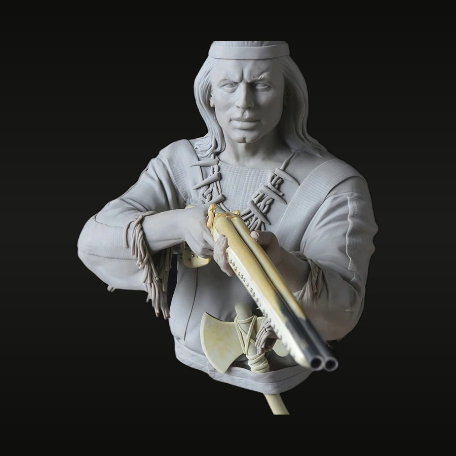 Wild West Native American Scout with Musket 1/10 Resin Bust Kit - unpainted resin model kit