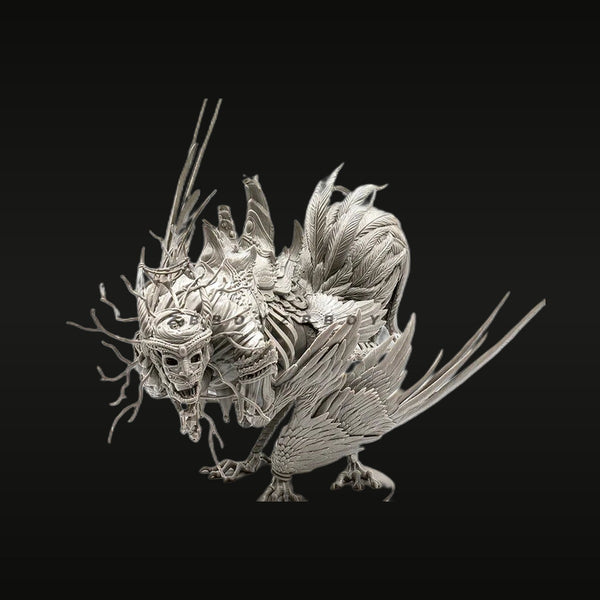 Fantasy Chaos Dragon with Feathered Wings Ornate Horns Resin Bust Kit