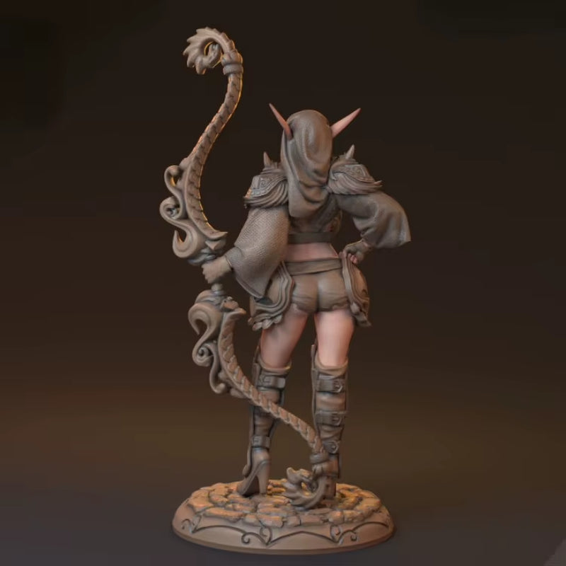 Fantasy Female Sorceress with Skull Staff 1/35 Resin Figure Kit - resin model view 3