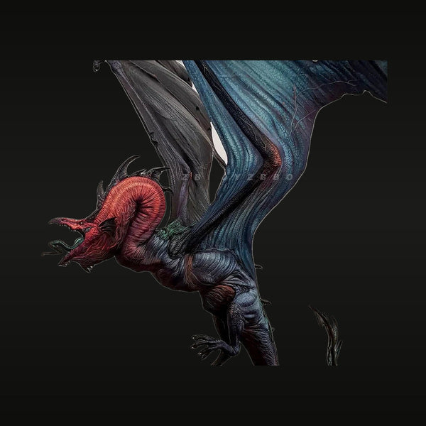 Fantasy Demon Bust with Red Horns and Bat Wings 120mm Resin Kit