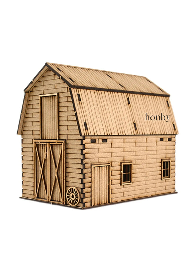 1/72 Wooden Building Model Kits Construction Scene Granary Houses Hobby Making Scene Accessories Tools Diorama Kit