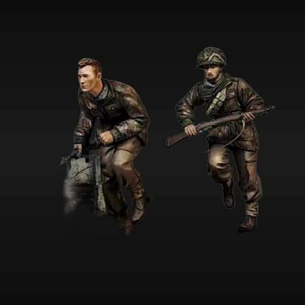 WWII British Paratrooper Set Running Poses with Lee-Enfield & Sten 1/35 Resin Figure Kit