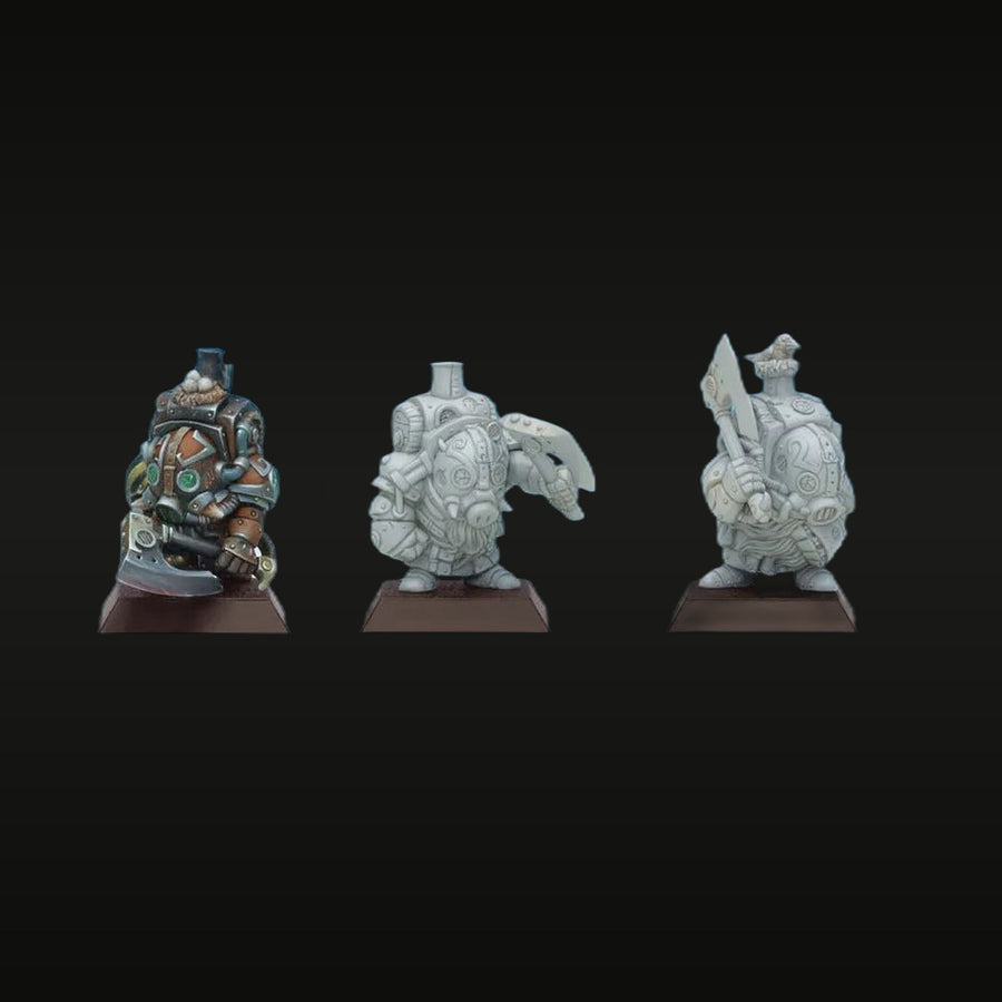 Fantasy Dwarf Infantry Squad 3-Figure Resin Kit Set - unpainted resin model kit