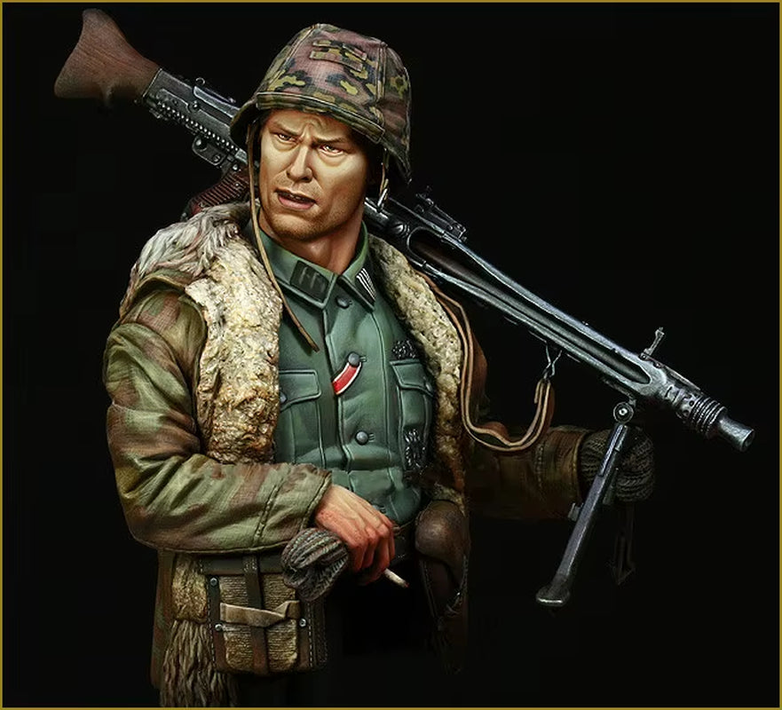 Resin Kit MG42 Machine Gunner Ardennes Unassembled Sculpture for Hobbyists
