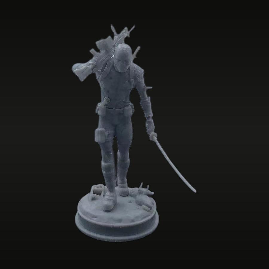 Masked Male Mercenary with Sword & Rifles 1/24 Resin Figure - unpainted resin model kit