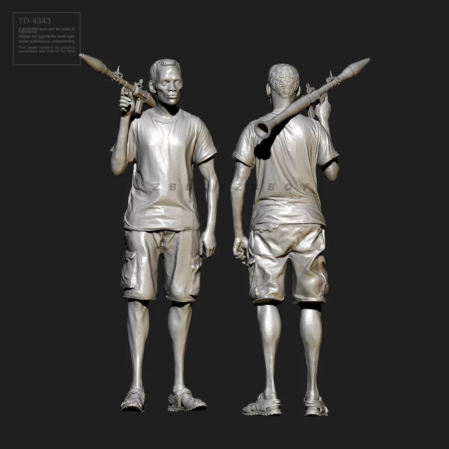 Modern Civilian with RPG Launcher 1/35 Resin Figure Kit - resin model view 5