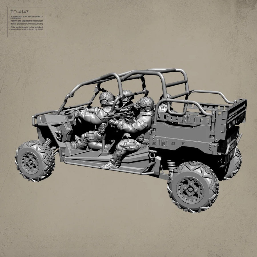 Modern Tactical UTV with 2 Soldiers 1/48 Resin Diorama Kit - resin model view 3