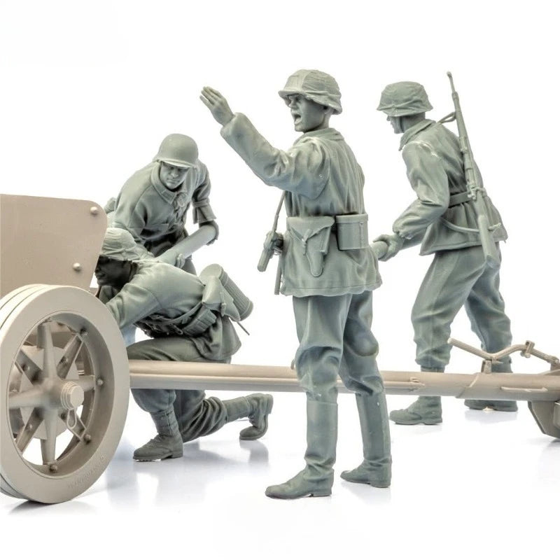 1/16 Scale Diecast Resin Model Kit WWII German Field Artillery Crew 4 Figures Need to Be Assembled and Colored by Themselves