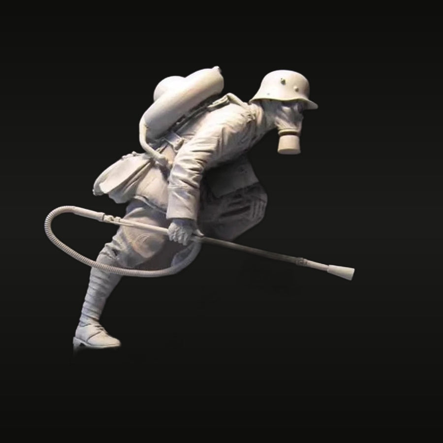 WWI German Flamethrower Operator with Gas Mask 1/16 Resin Figure Kit - unpainted resin model kit