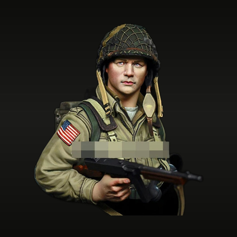 WWII US Airborne Soldier with M1 Carbine 1944 1/10 Resin Bust - unpainted resin model kit