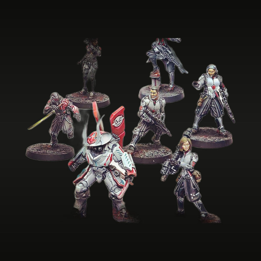 Sci-Fi Futuristic Power Armor Squad 7-Figure Army Pack 28mm Resin Kit - unpainted resin model kit