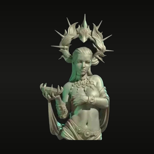 Fantasy Elven Priestess with Spiked Crown 1/9 Resin Bust
