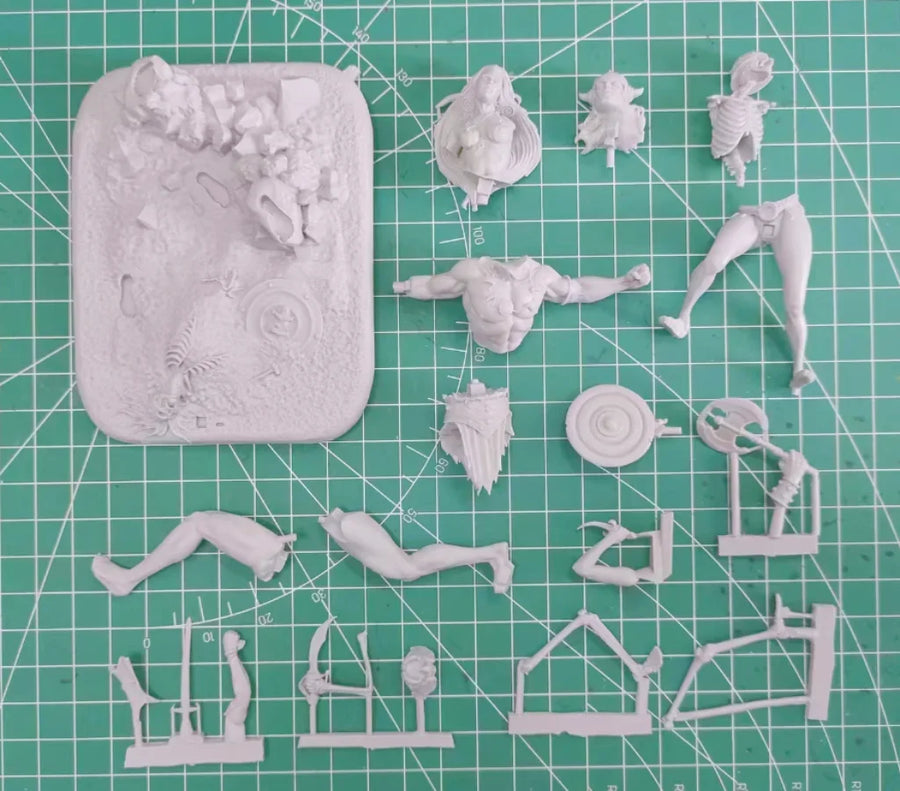 Fantasy Barbarian Warrior and Captive Diorama Set 1/24 Resin Figure Kit - resin model view 2
