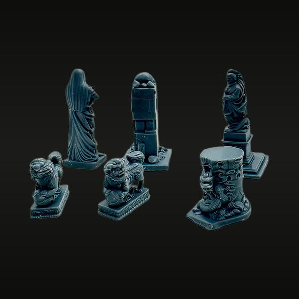 Classical Garden Statuary Set Robed Figures & Ornamental Urns Resin Terrain Kit
