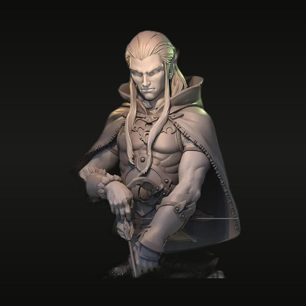 Fantasy Male Elf Warrior with Sword 1/12 Resin Bust