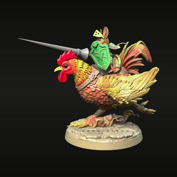 Fantasy Knight on Rooster Mount with Lance 38mm Resin Figure Kit