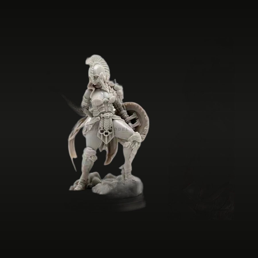 Fantasy Female Warrior Goddess with Crested Helm and Shield 130mm Resin Figure Kit - unpainted resin model kit