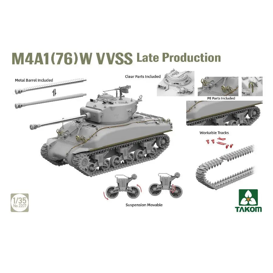 1/35 2207W TAKOM SHERMAN² BOX M4A1 76(W) VVSS Late Production+M51 