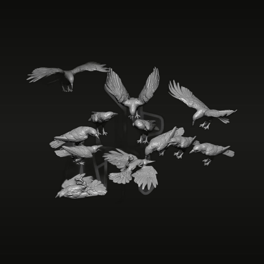 1/35 Mixed Bird Flock Set (12 Resin Accessory Kit) - unpainted resin model kit
