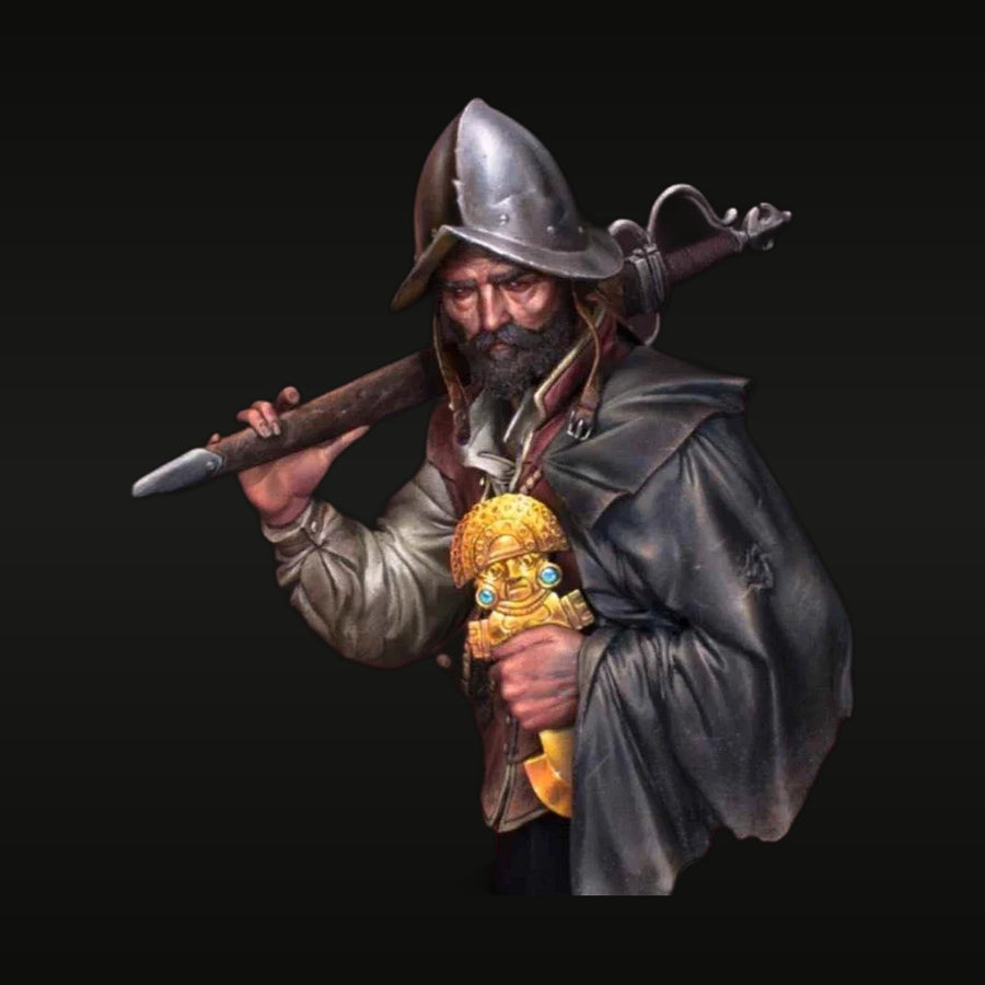 Renaissance Spanish Conquistador with Halberd 1/12 Resin Bust Figure - unpainted resin model kit
