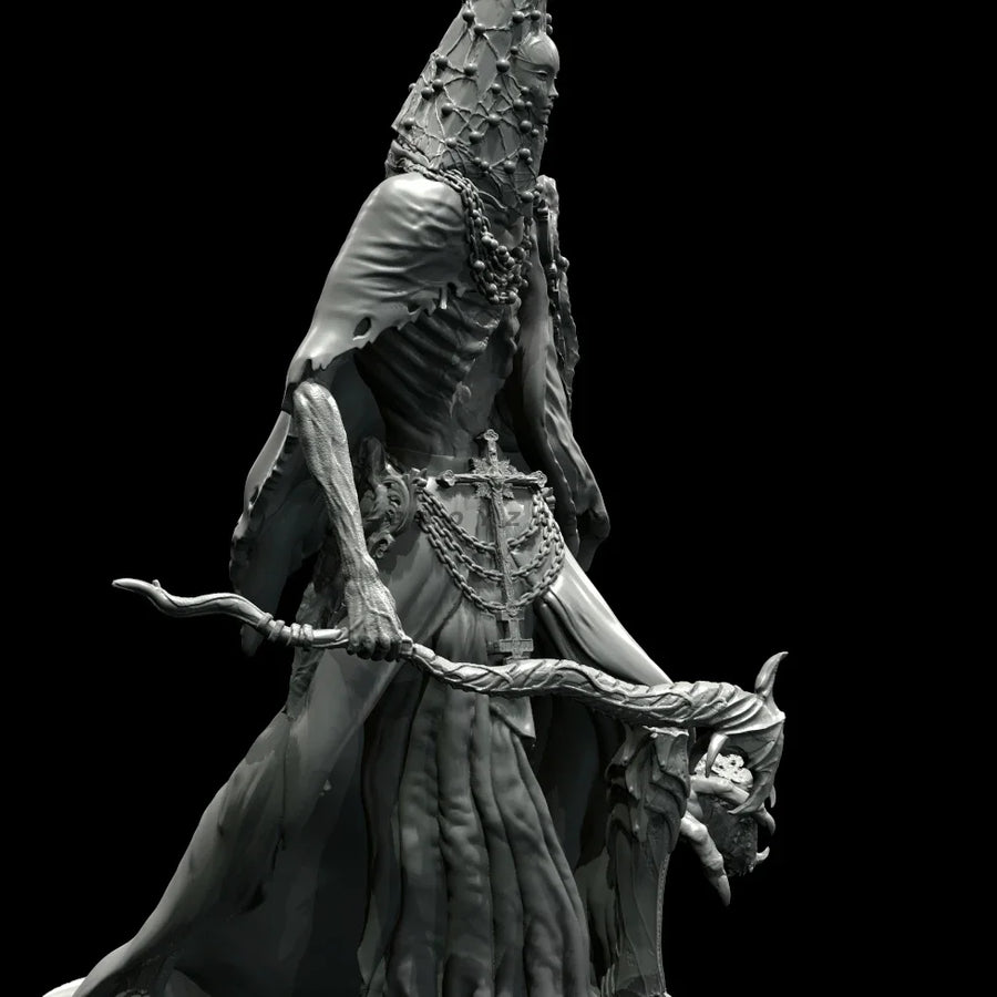 Fantasy Dark Sorceress Queen with Staff 38mm Resin Figure Kit - resin model view 2