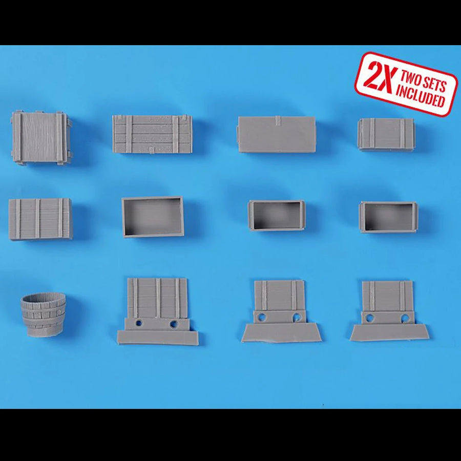 1/35 Universal Boxes WWII Accessories Set, Resin Model Figure Soldier, Military Themes, Unassembled and Unpainted Kit