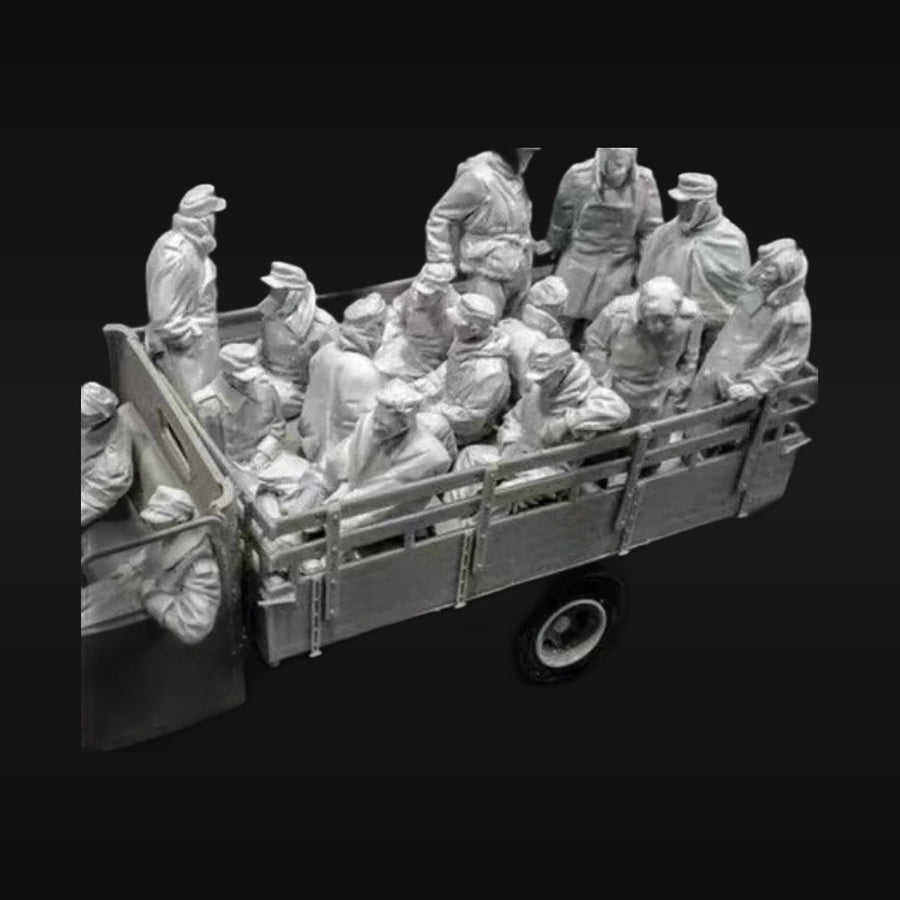 WWII Soviet POW Transport Truck 16-Figure Diorama Set 1/35 Resin Kit - unpainted resin model kit