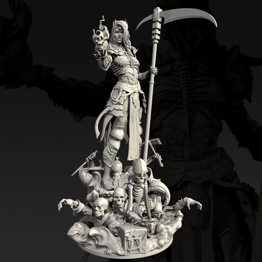 Fantasy Death Goddess with Skull Orb and Staff 38mm Resin Figure Kit - resin model view 4