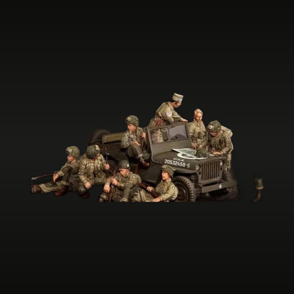 WWII US 101st Airborne with Willys MB Jeep 1/35 Diorama Set