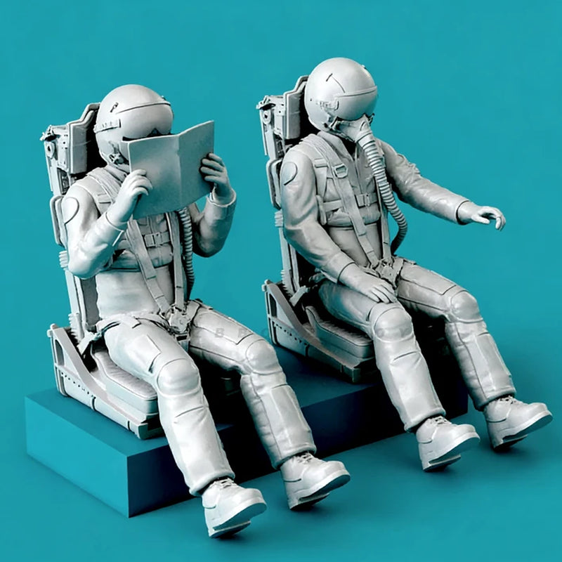 Sci-Fi Astronaut Pilot Pair in Ejection Seats 1/32 Resin Figure Kit - resin model view 2