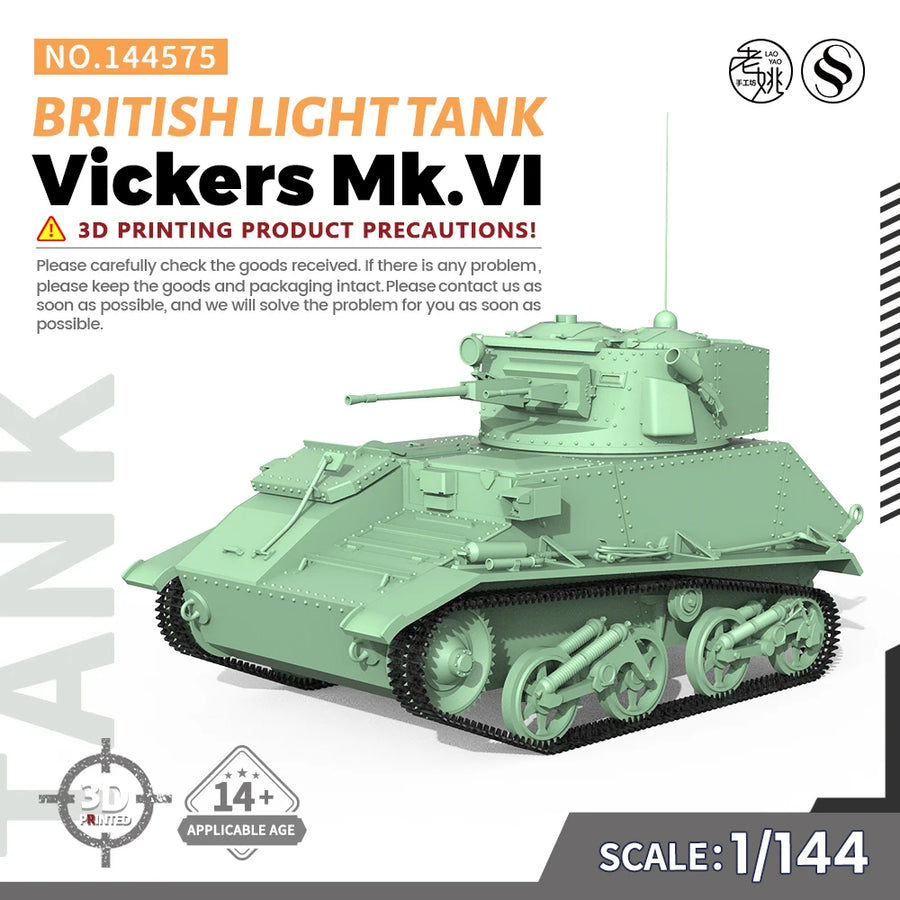1/144 1/200 1/700  SS575 Military Model Kit British Vickers Mk.Vi Light Tank Miniature Static War Games