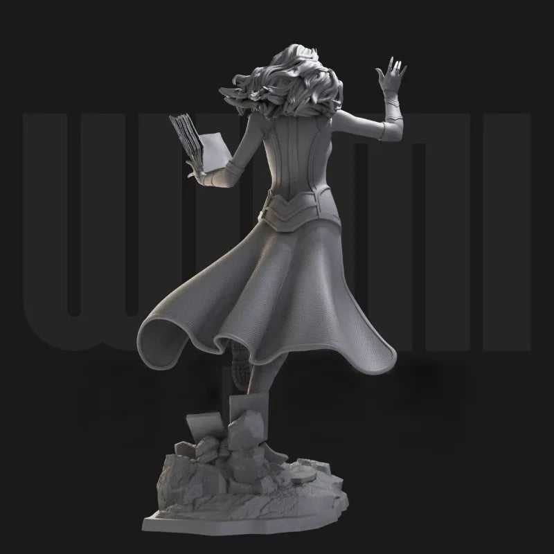 Fantasy Female Sorceress with Spellbook and Cloak 75mm Resin Figure Kit - resin model view 3