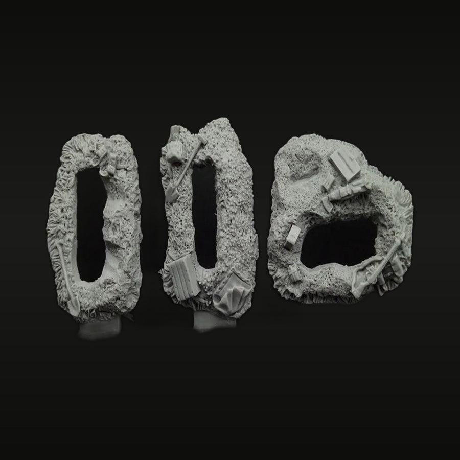 WWI Western Front Trench Section Terrain Bases Set of 3 1/72 Resin Kit - unpainted resin model kit