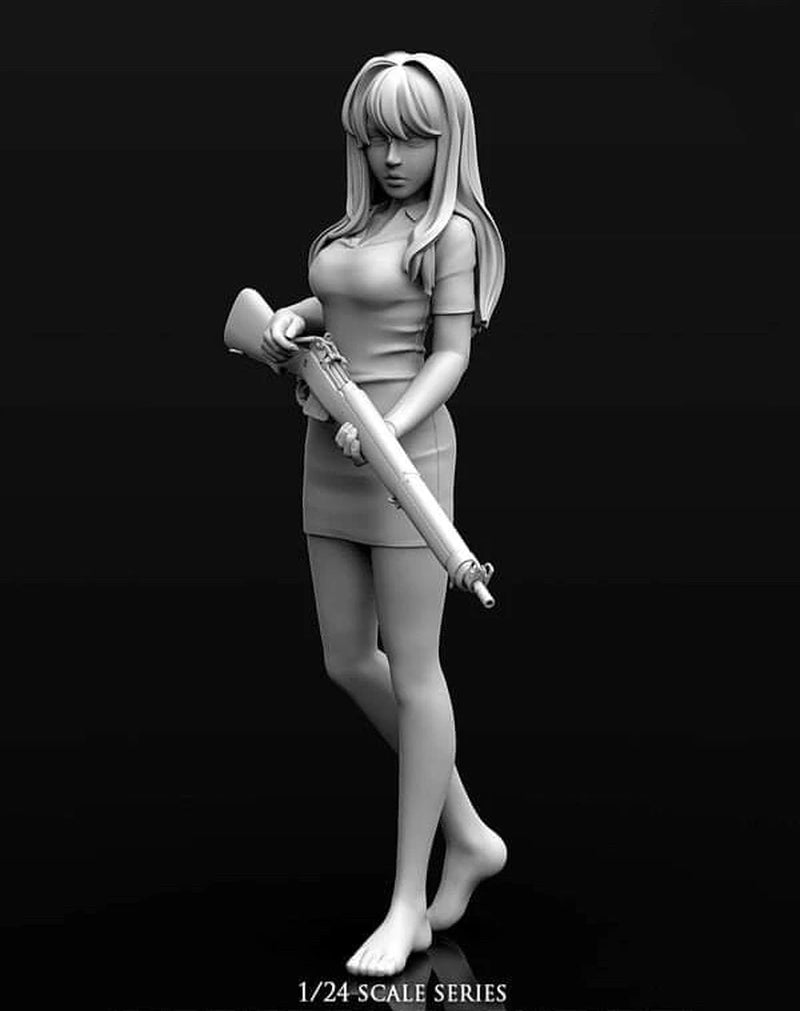1/24 Resin Model Figure Gk，Female Role， Unassembled and Unpainted Kit